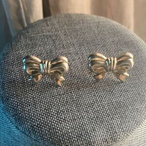 Vintage 925 Bow Pierced Earrings